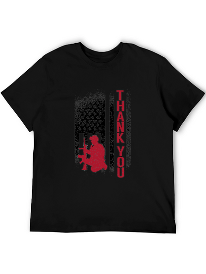 Camiseta Negra Gracias Patriótica Militar
