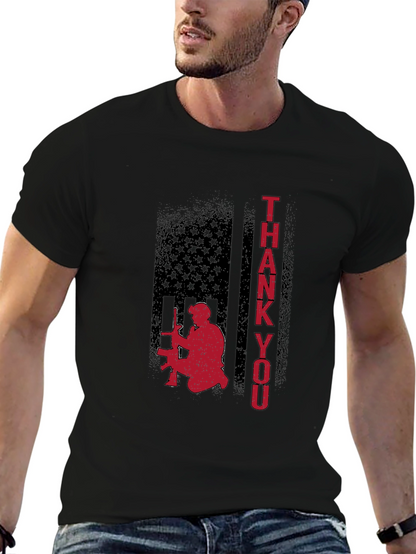 Camiseta Negra Gracias Patriótica Militar