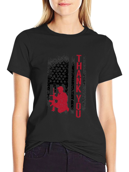 Camiseta Negra Gracias Patriótica Militar