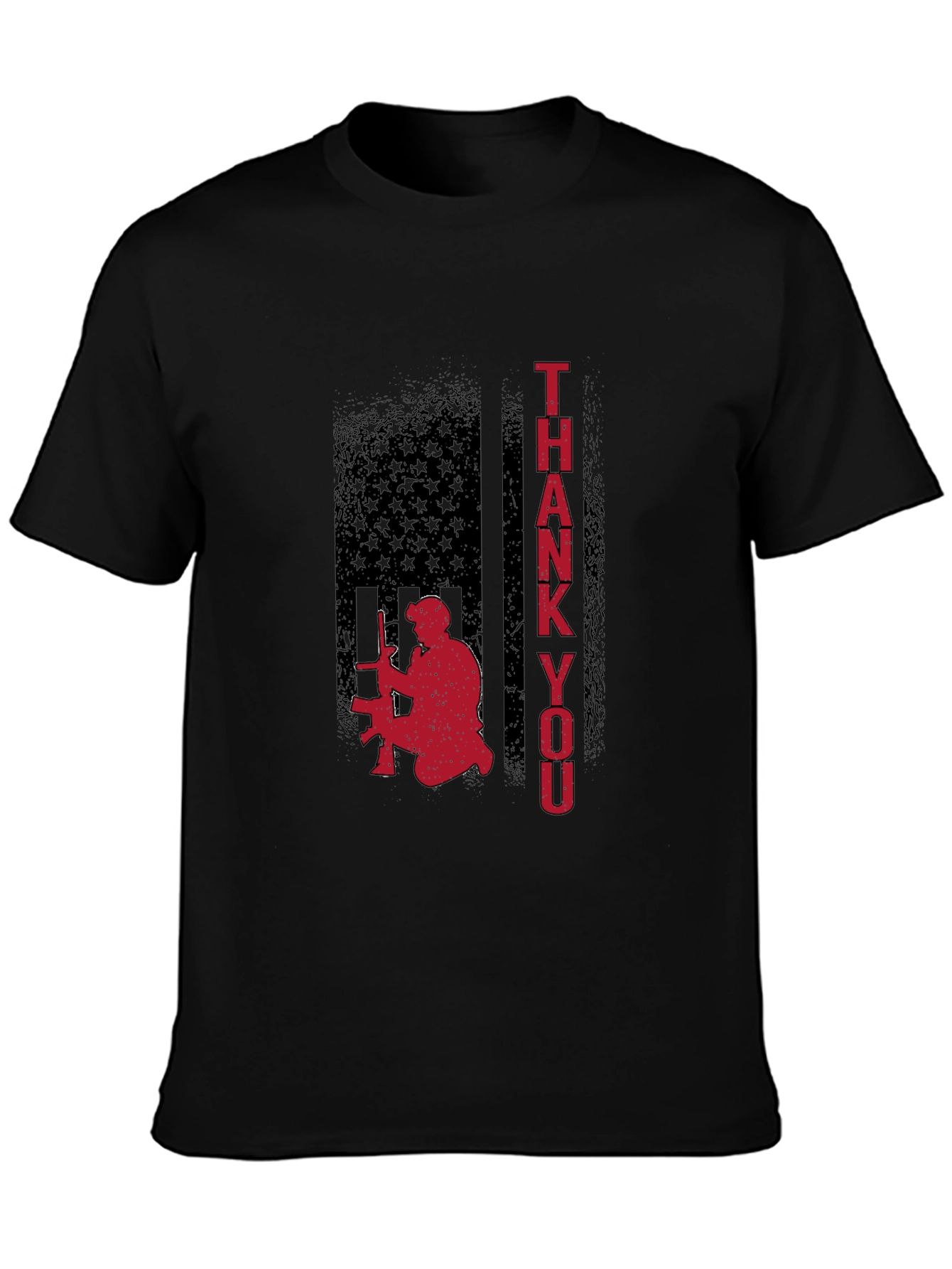 Camiseta Negra Gracias Patriótica Militar