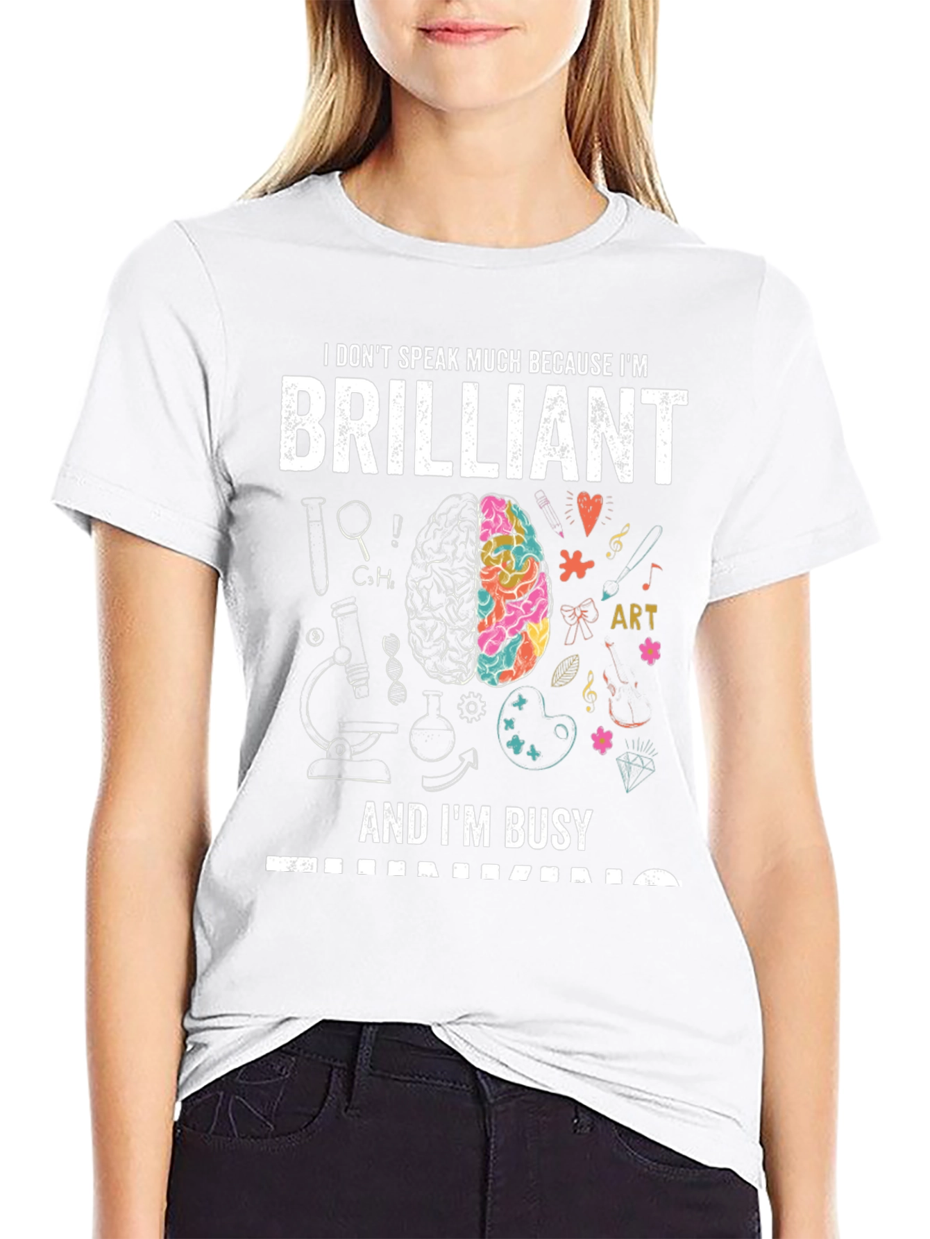 Camiseta Negra Brilliant: Mente Creativa y Ocupada