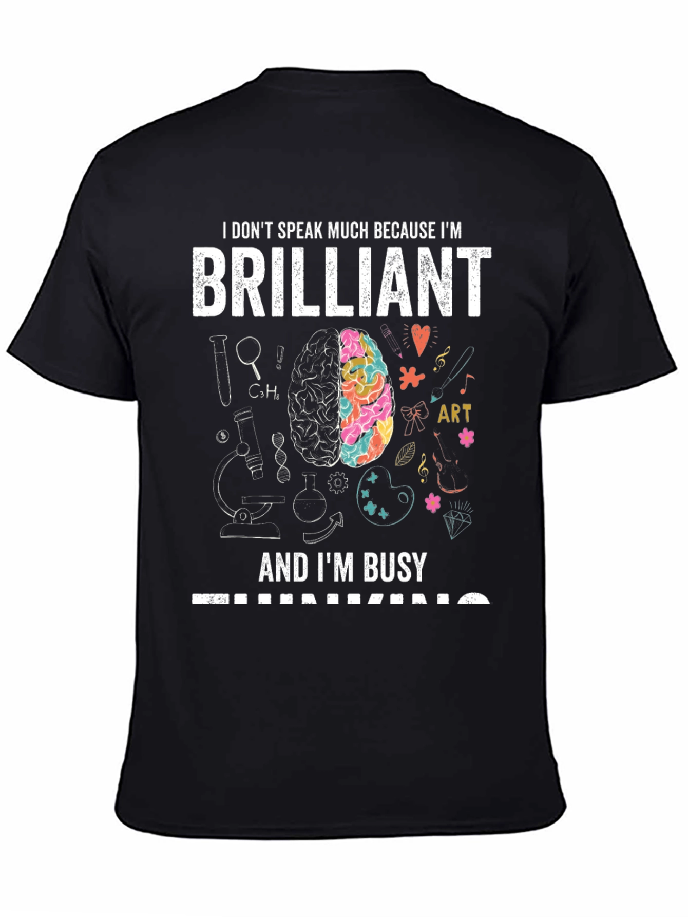 Camiseta Negra Brilliant: Mente Creativa y Ocupada