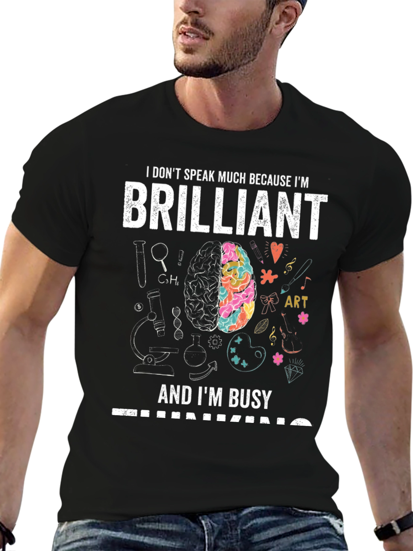 Camiseta Negra Brilliant: Mente Creativa y Ocupada