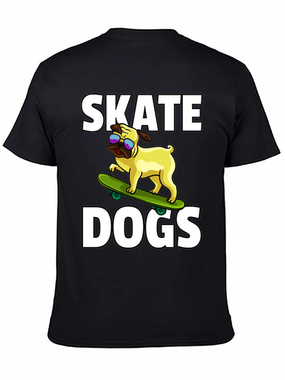 Camiseta Negra Skate Dogs con Perro Pug Skateboarding