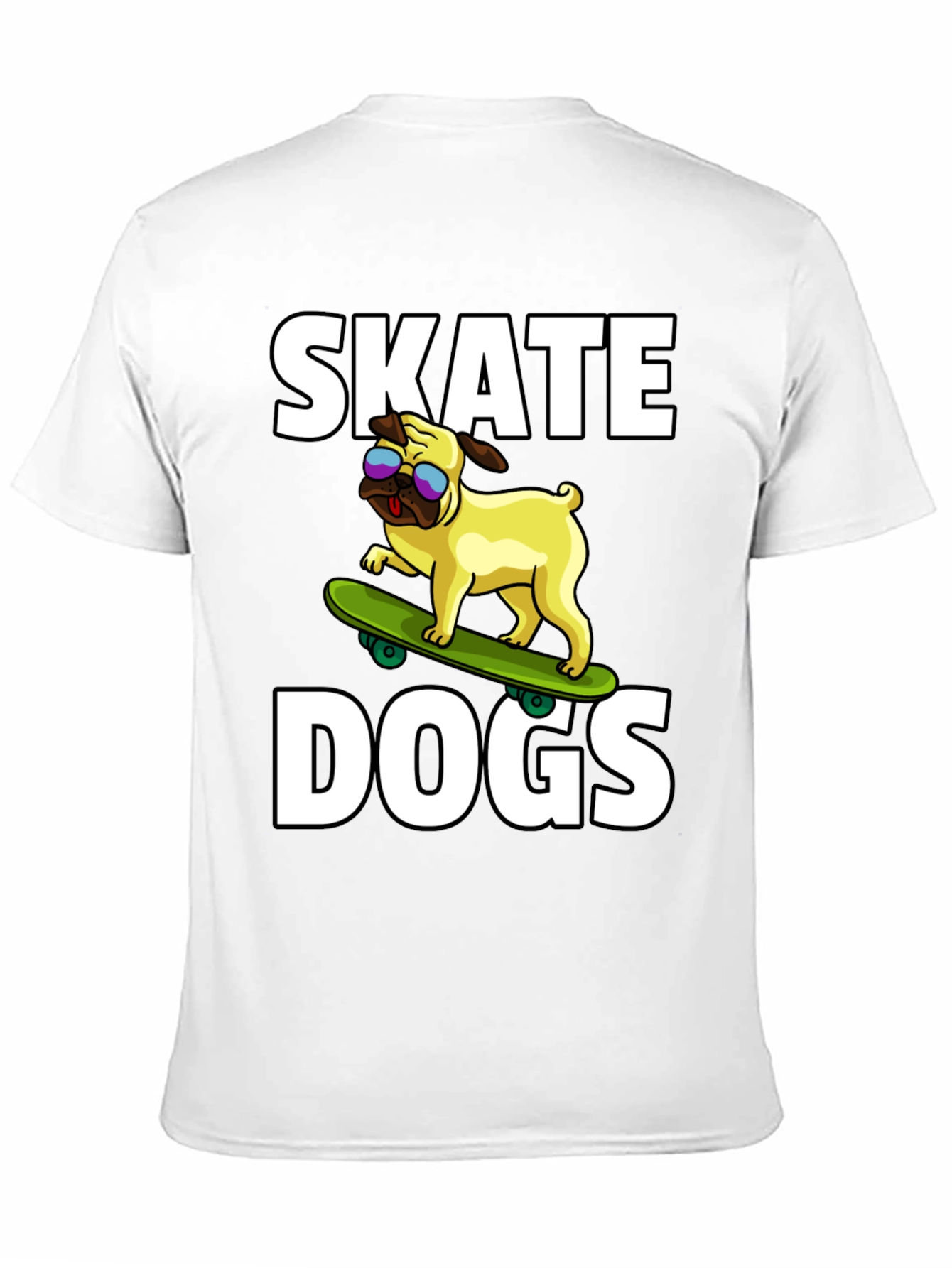 Camiseta Negra Skate Dogs con Perro Pug Skateboarding