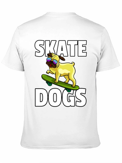 Camiseta Negra Skate Dogs con Perro Pug Skateboarding