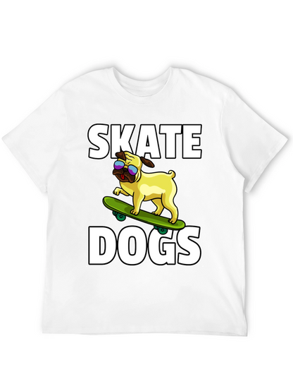 Camiseta Negra Skate Dogs con Perro Pug Skateboarding