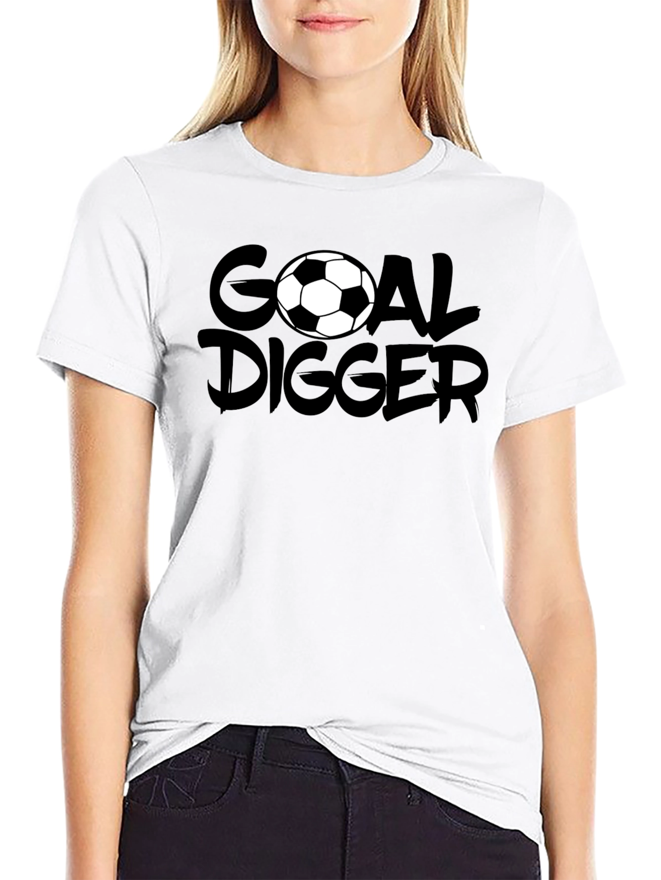Camiseta Negra Goal Digger Fútbol Casual