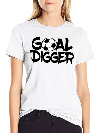 Camiseta Negra Goal Digger Fútbol Casual
