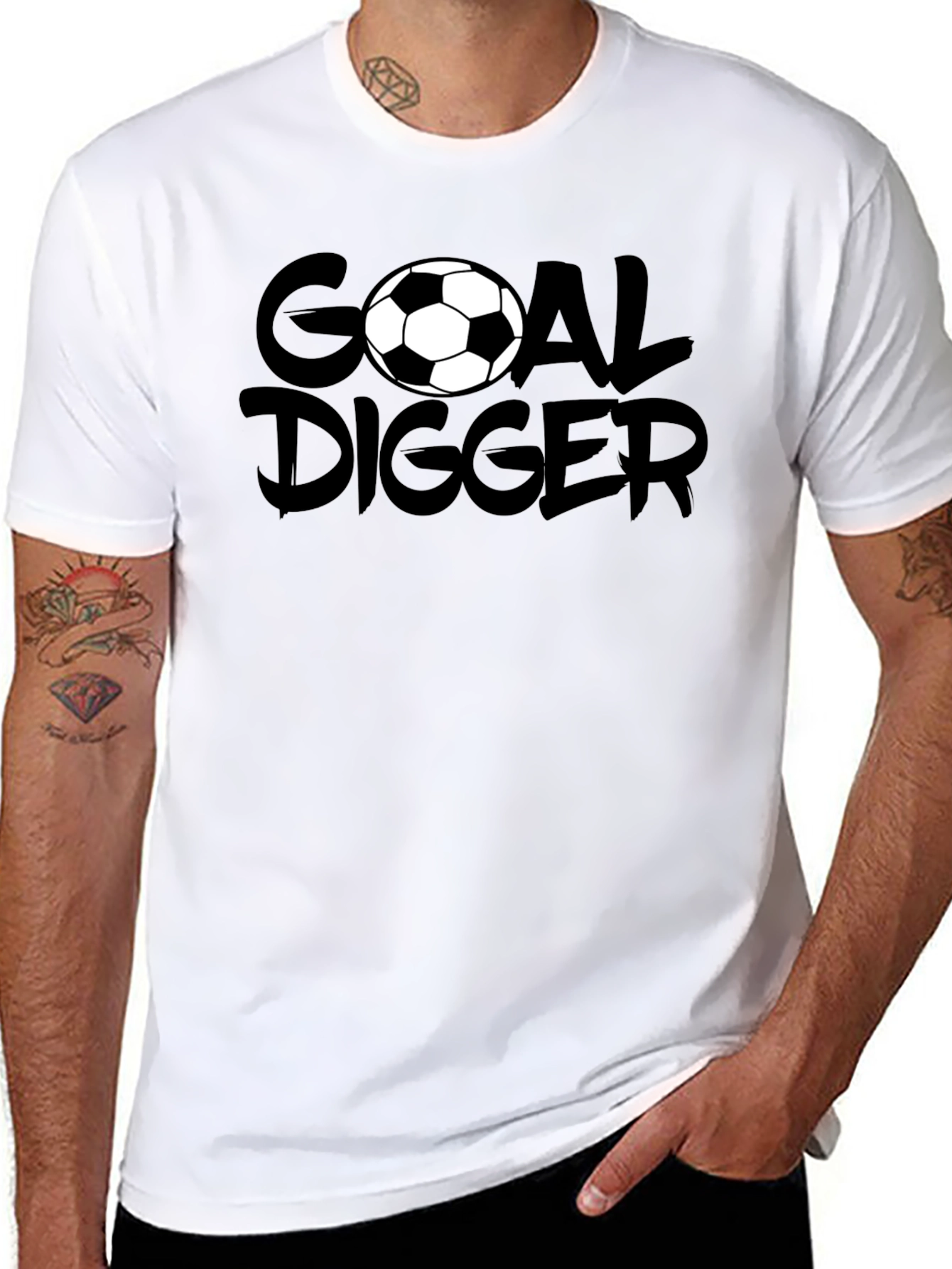 Camiseta Negra Goal Digger Fútbol Casual