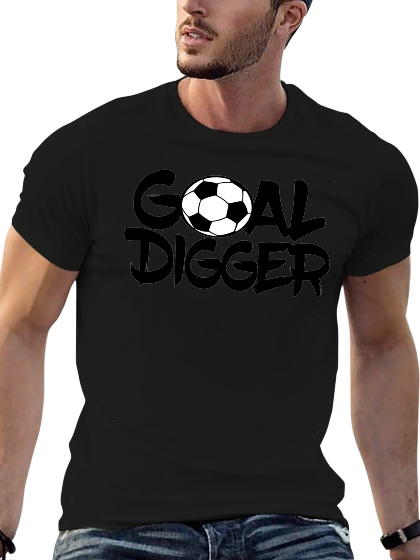 Camiseta Negra Goal Digger Fútbol Casual