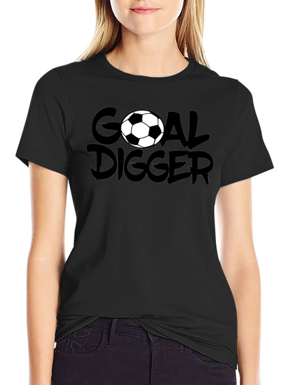 Camiseta Negra Goal Digger Fútbol Casual
