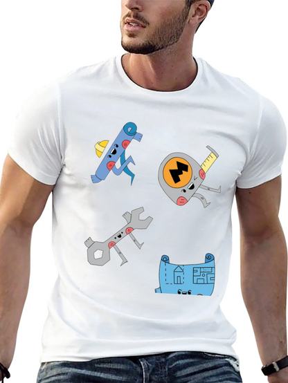 Camiseta Negra con Diseño de Herramientas Animadas