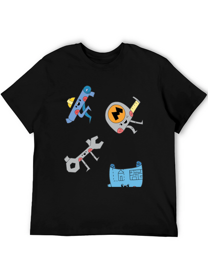 Camiseta Negra con Diseño de Herramientas Animadas