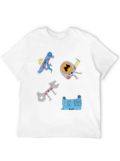 Camiseta Negra con Diseño de Herramientas Animadas