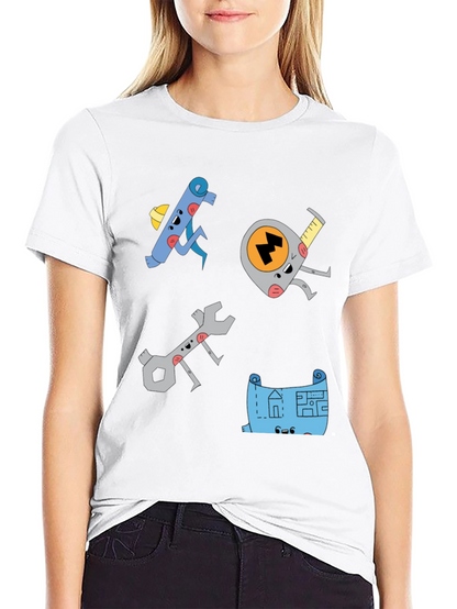 Camiseta Negra con Diseño de Herramientas Animadas