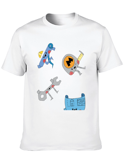 Camiseta Negra con Diseño de Herramientas Animadas