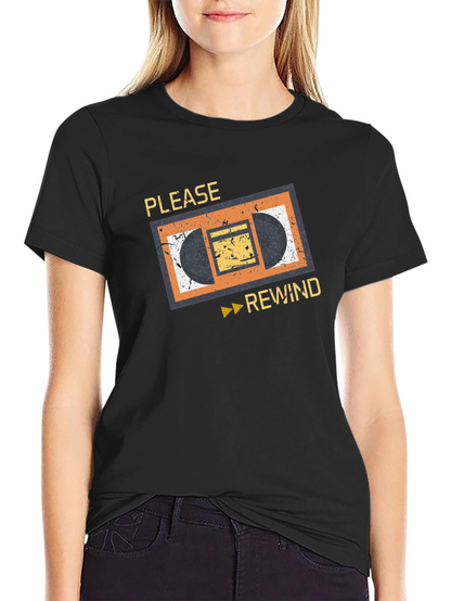 Camiseta Retro VHS: ¡Por Favor Rebobinar!
