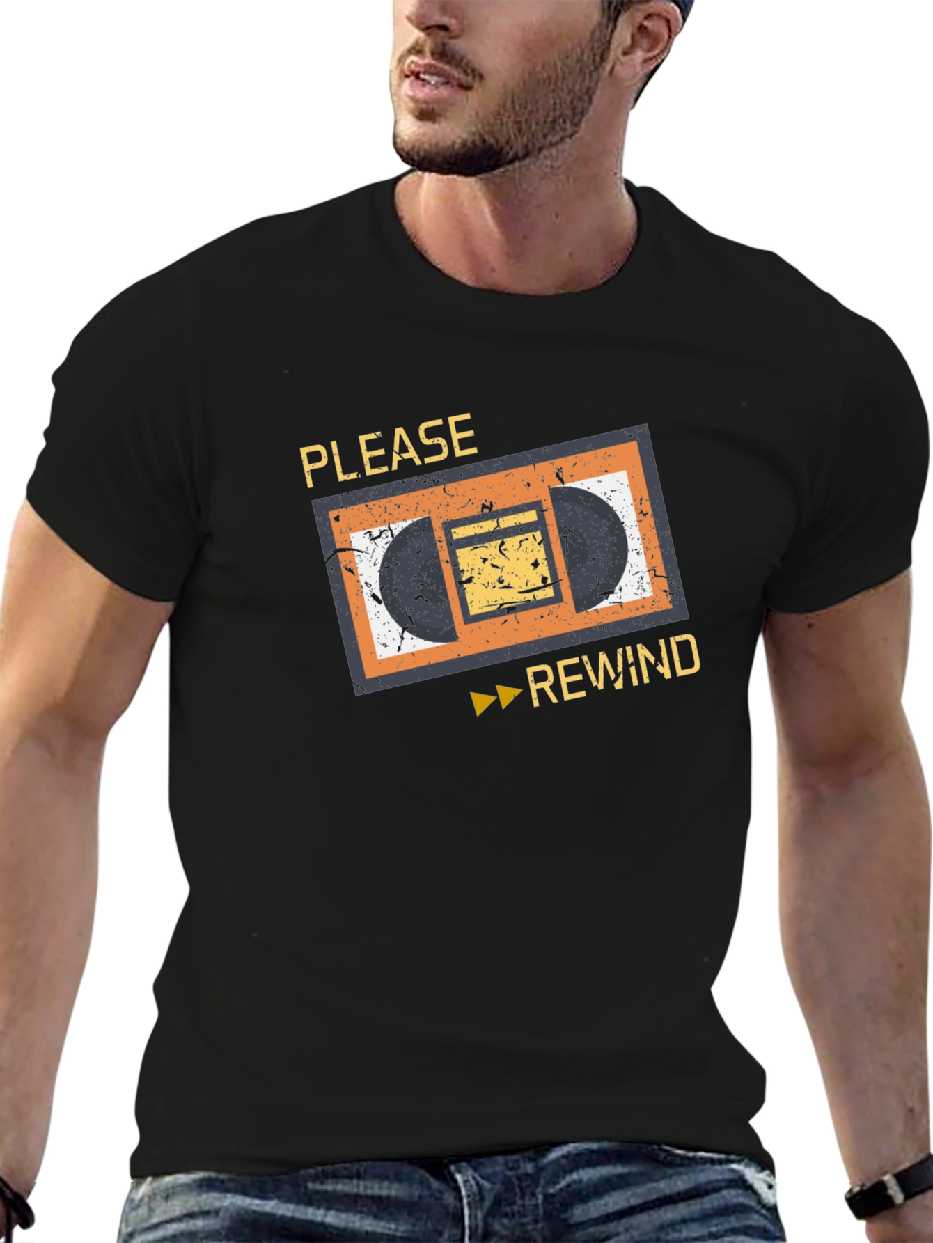 Camiseta Retro VHS: ¡Por Favor Rebobinar!