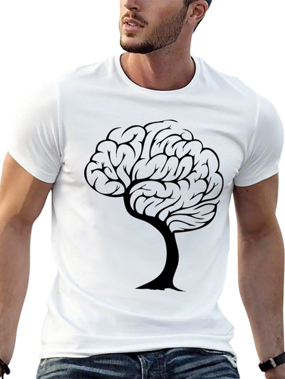 Camiseta Negra con Diseño de Árbol Cerebral