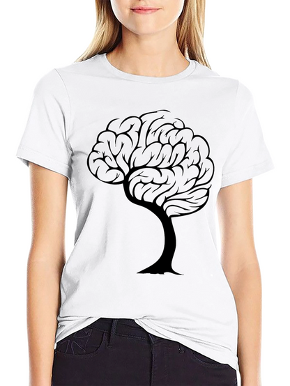 Camiseta Negra con Diseño de Árbol Cerebral