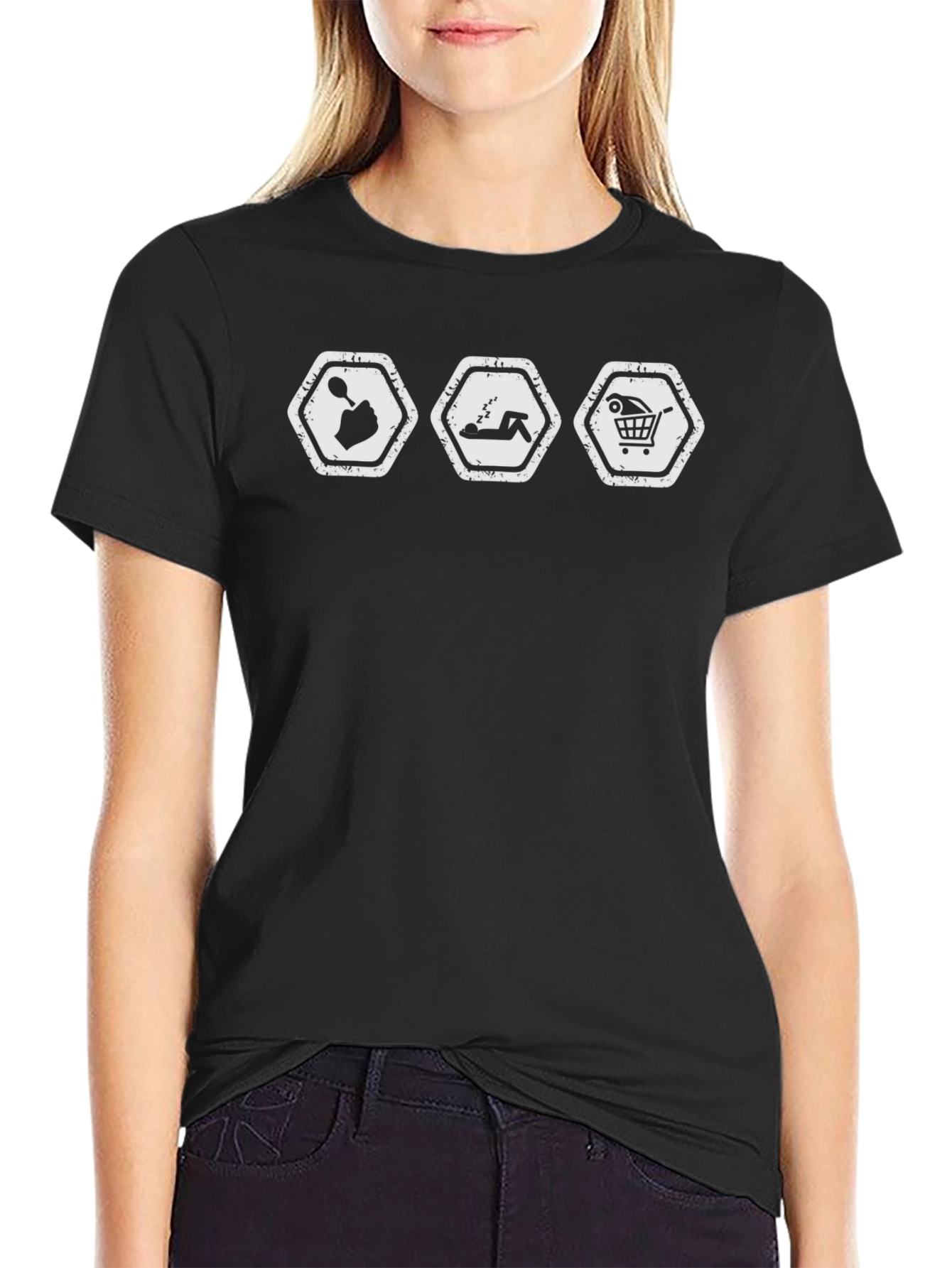 Camiseta Hombre Humor Adicto Trabajo-Sueño-Compras