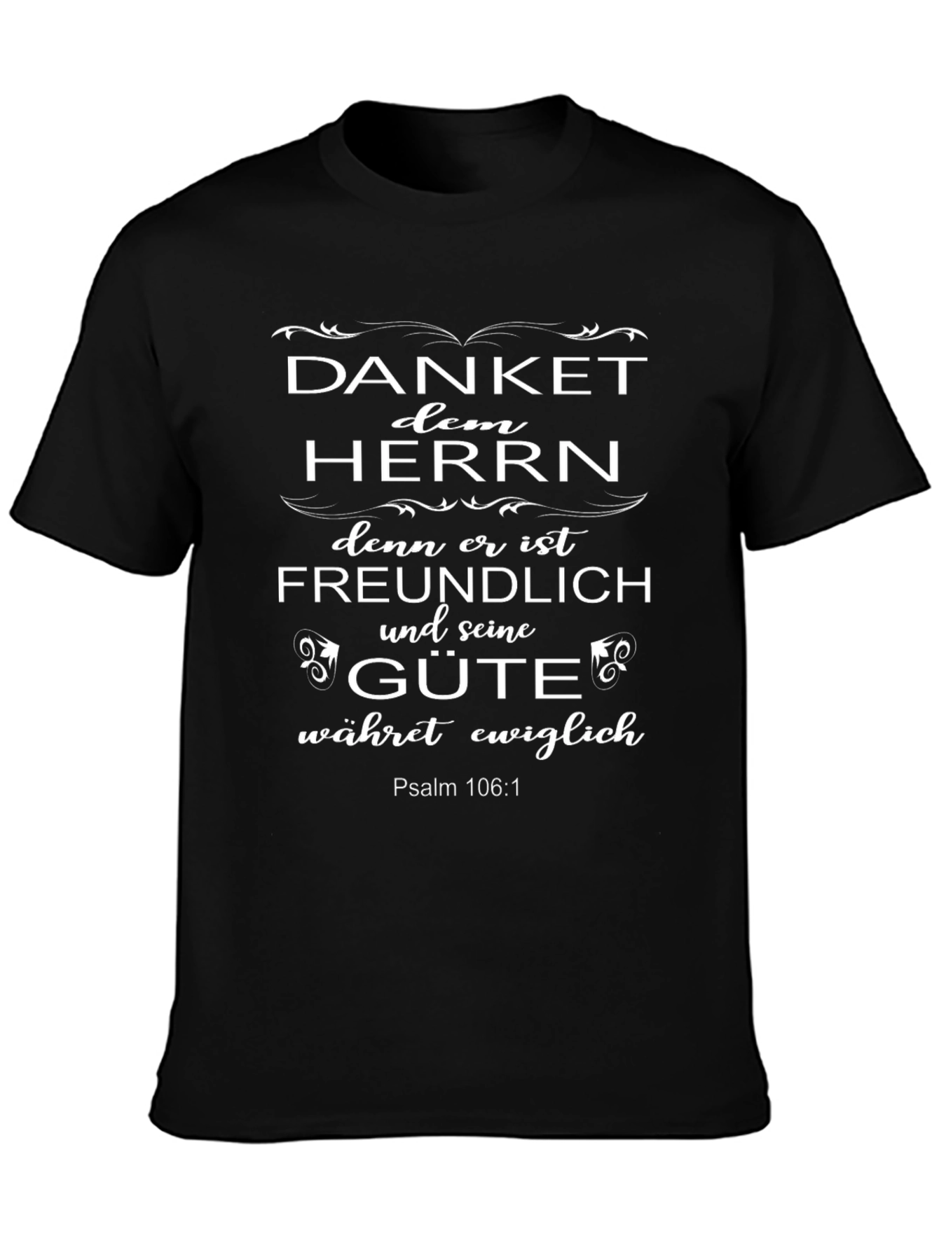Camiseta Cristiana Negra: Danket dem Herrn