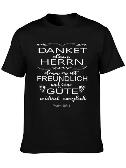 Camiseta Cristiana Negra: Danket dem Herrn