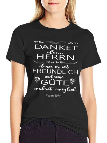 Camiseta Cristiana Negra: Danket dem Herrn
