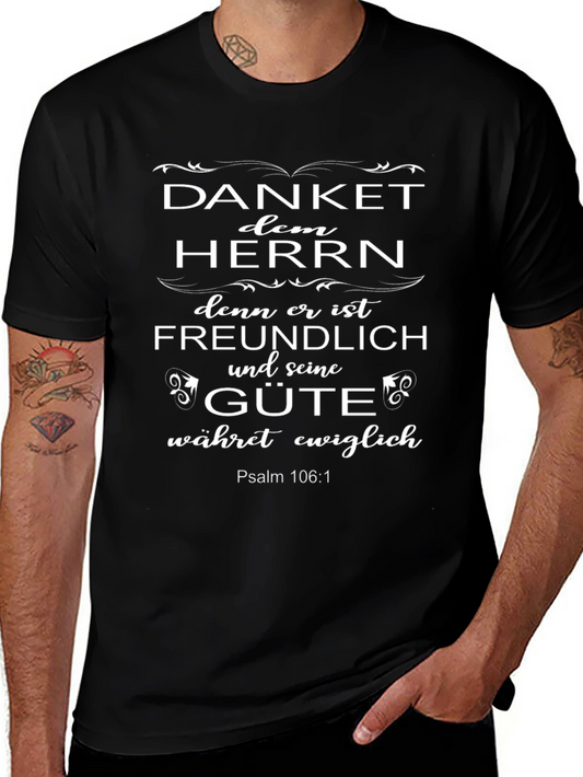 Camiseta Cristiana Negra: Danket dem Herrn