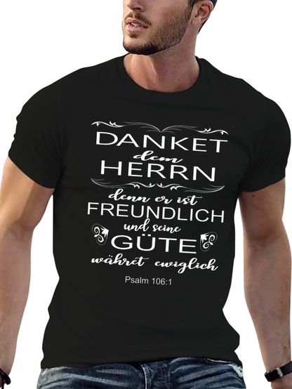 Camiseta Cristiana Negra: Danket dem Herrn