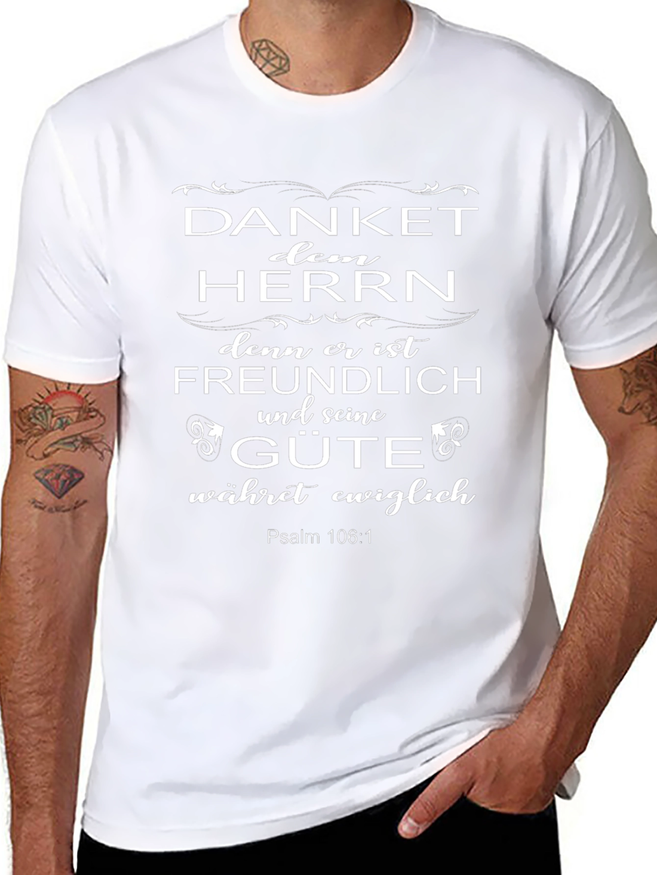 Camiseta Cristiana Negra: Danket dem Herrn