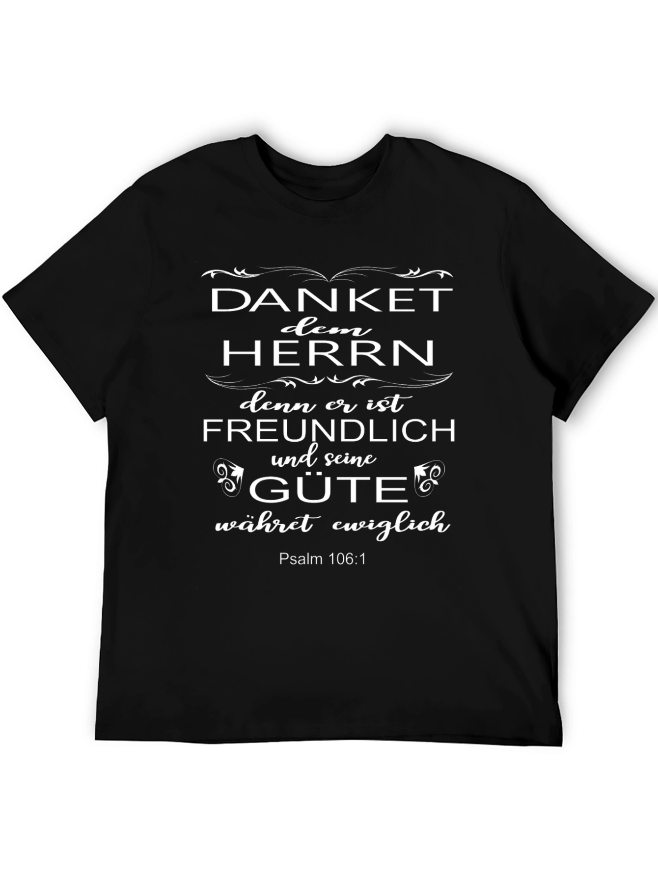 Camiseta Cristiana Negra: Danket dem Herrn