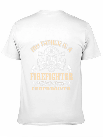 Camiseta Negra: Mi Padre Bombero ¿Cuál es tu Superpoder?