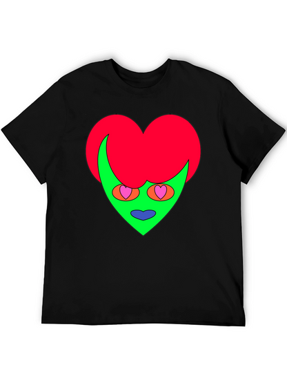 Camiseta Negra con Diseño Corazón Alienígena