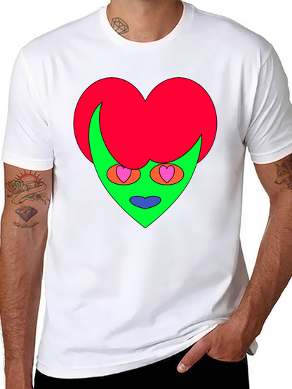 Camiseta Negra con Diseño Corazón Alienígena