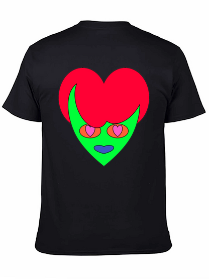 Camiseta Negra con Diseño Corazón Alienígena