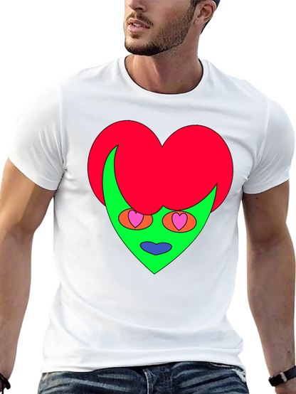 Camiseta Negra con Diseño Corazón Alienígena