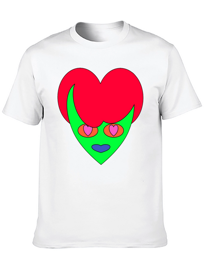Camiseta Negra con Diseño Corazón Alienígena