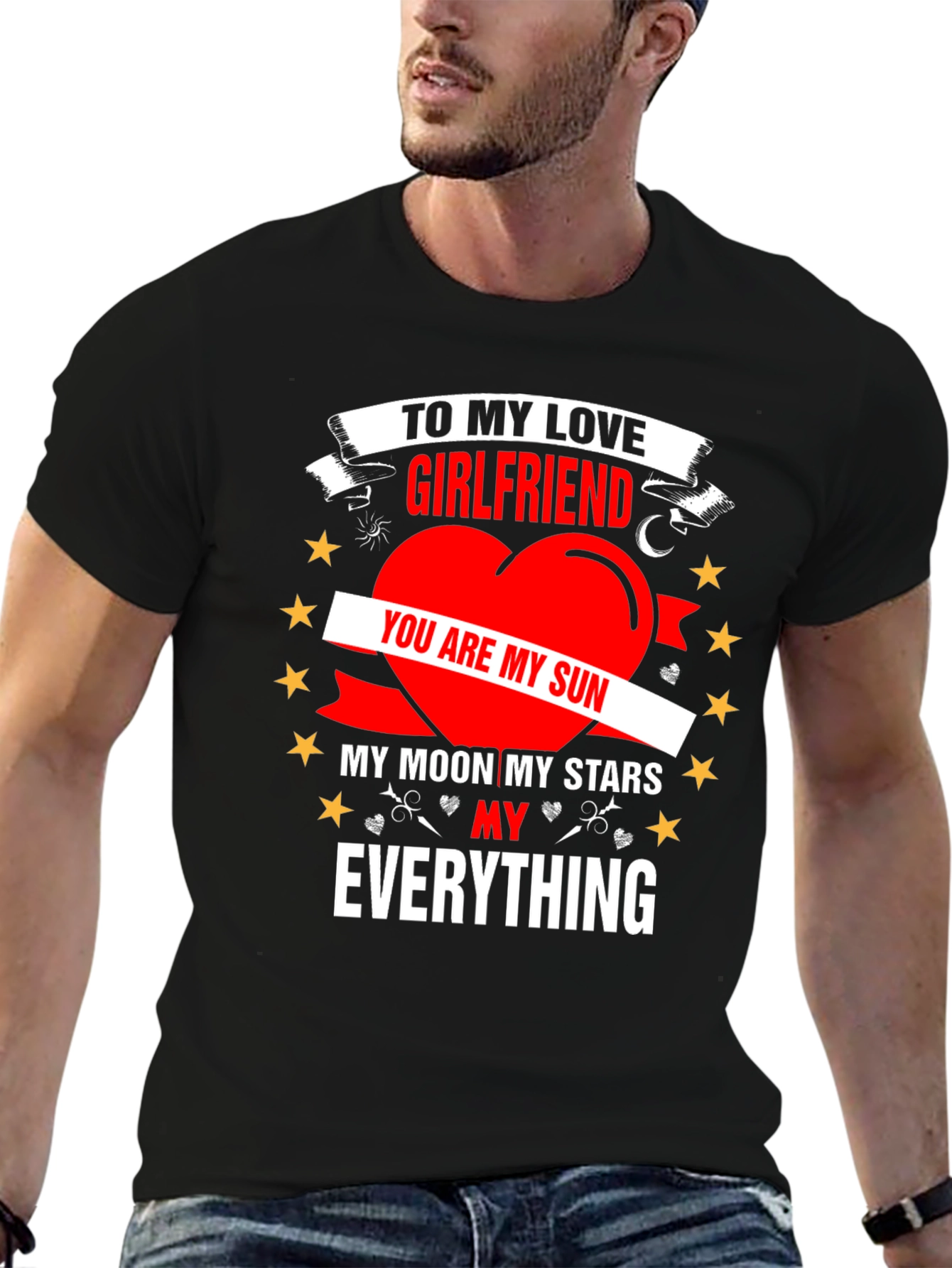 Camiseta Negra: Para Mi Novia Sol y Estrellas