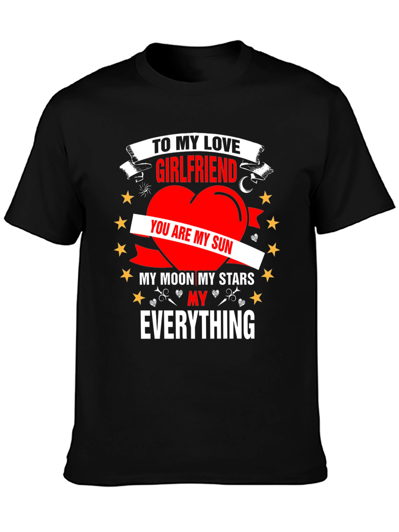 Camiseta Negra: Para Mi Novia Sol y Estrellas