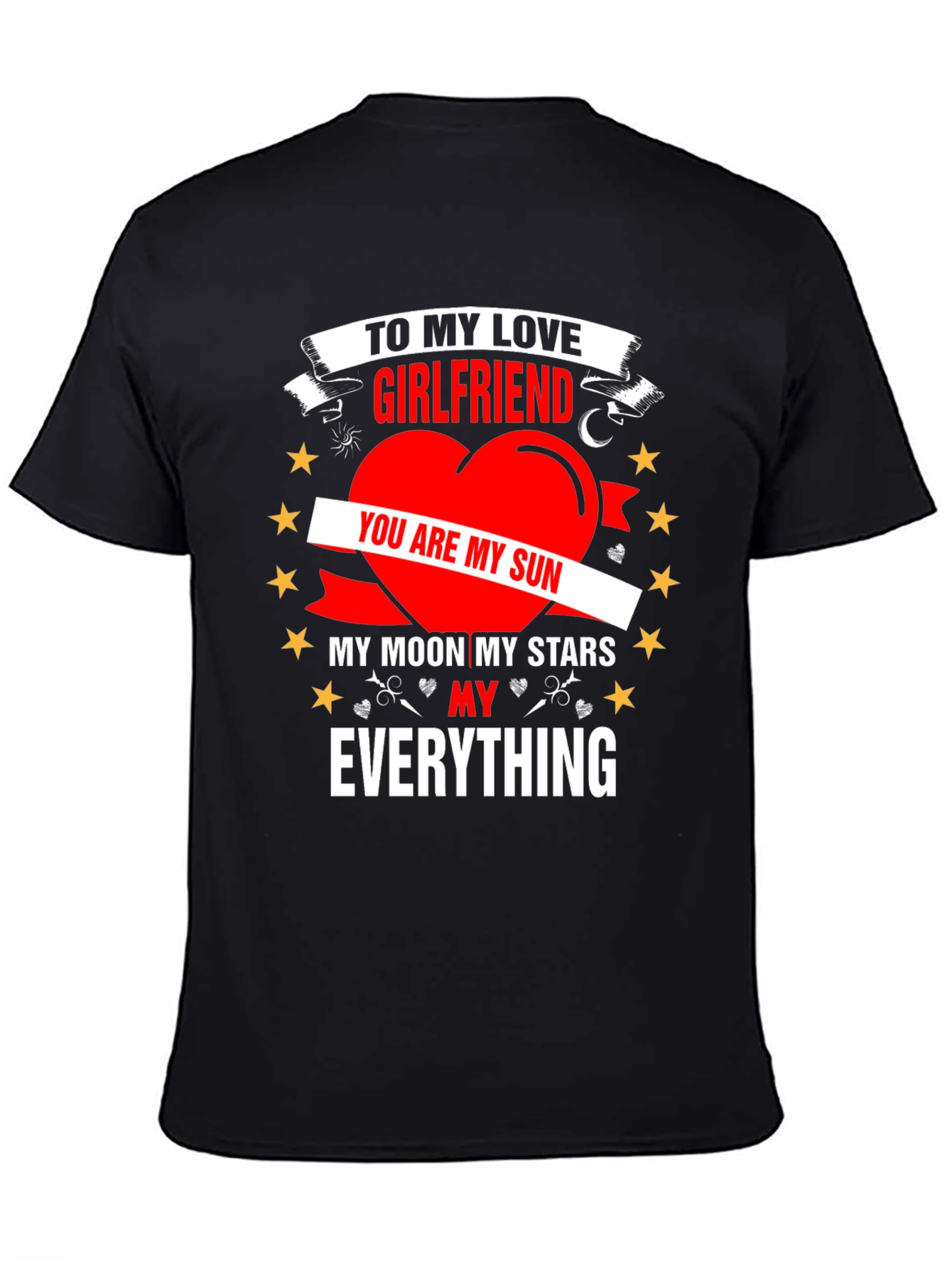 Camiseta Negra: Para Mi Novia Sol y Estrellas