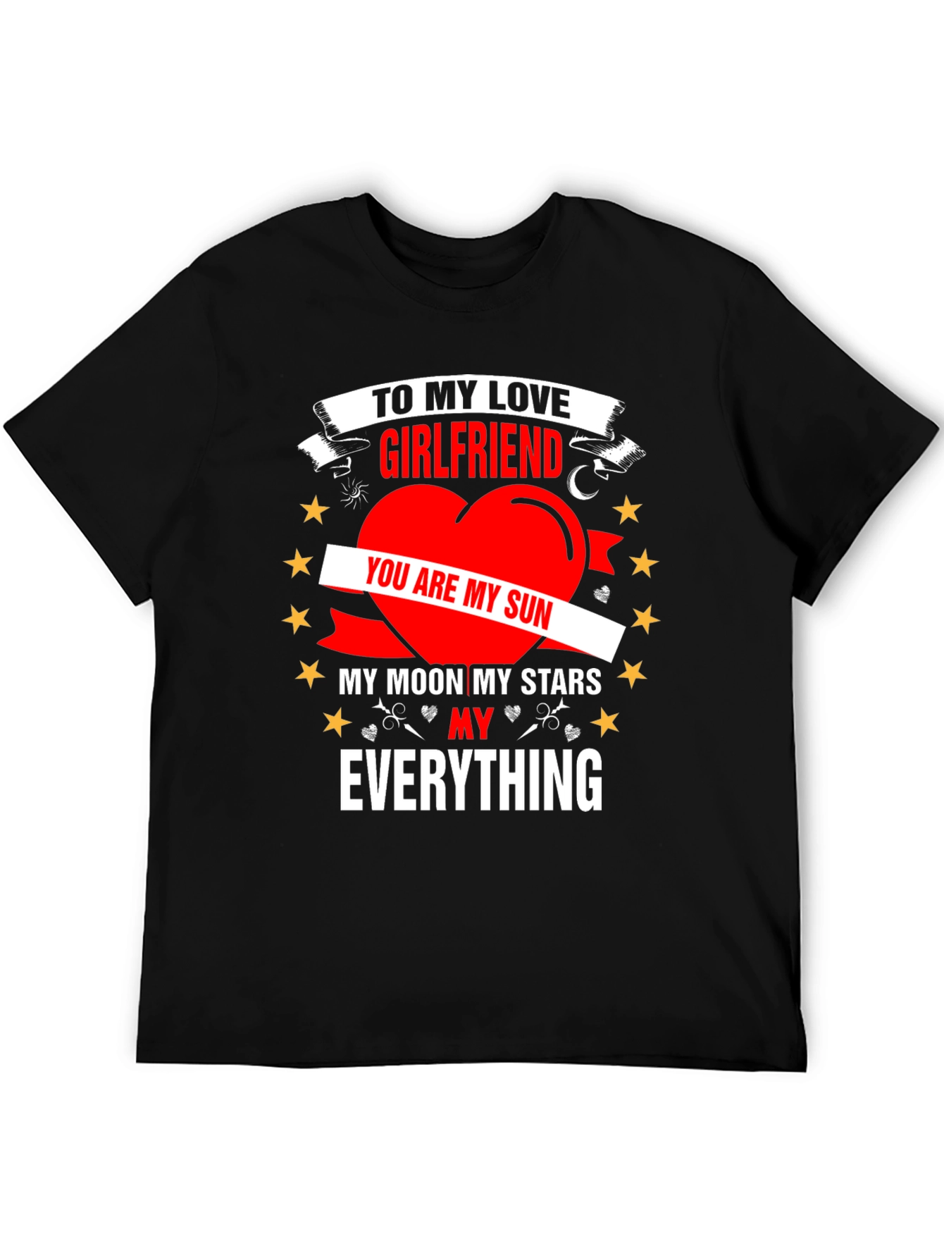 Camiseta Negra: Para Mi Novia Sol y Estrellas