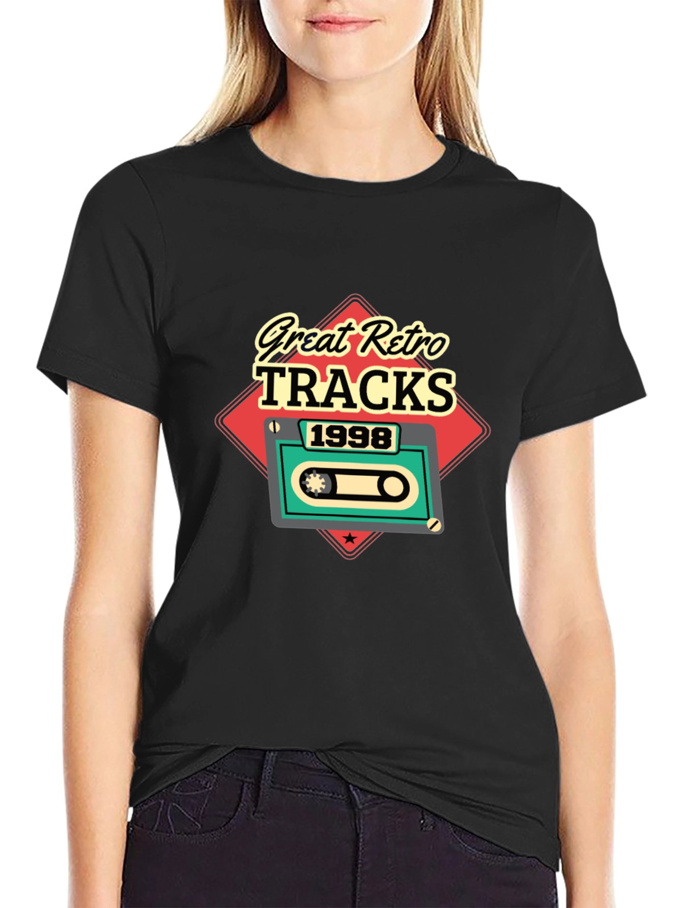 Camiseta Negra Retro Tracks 1998