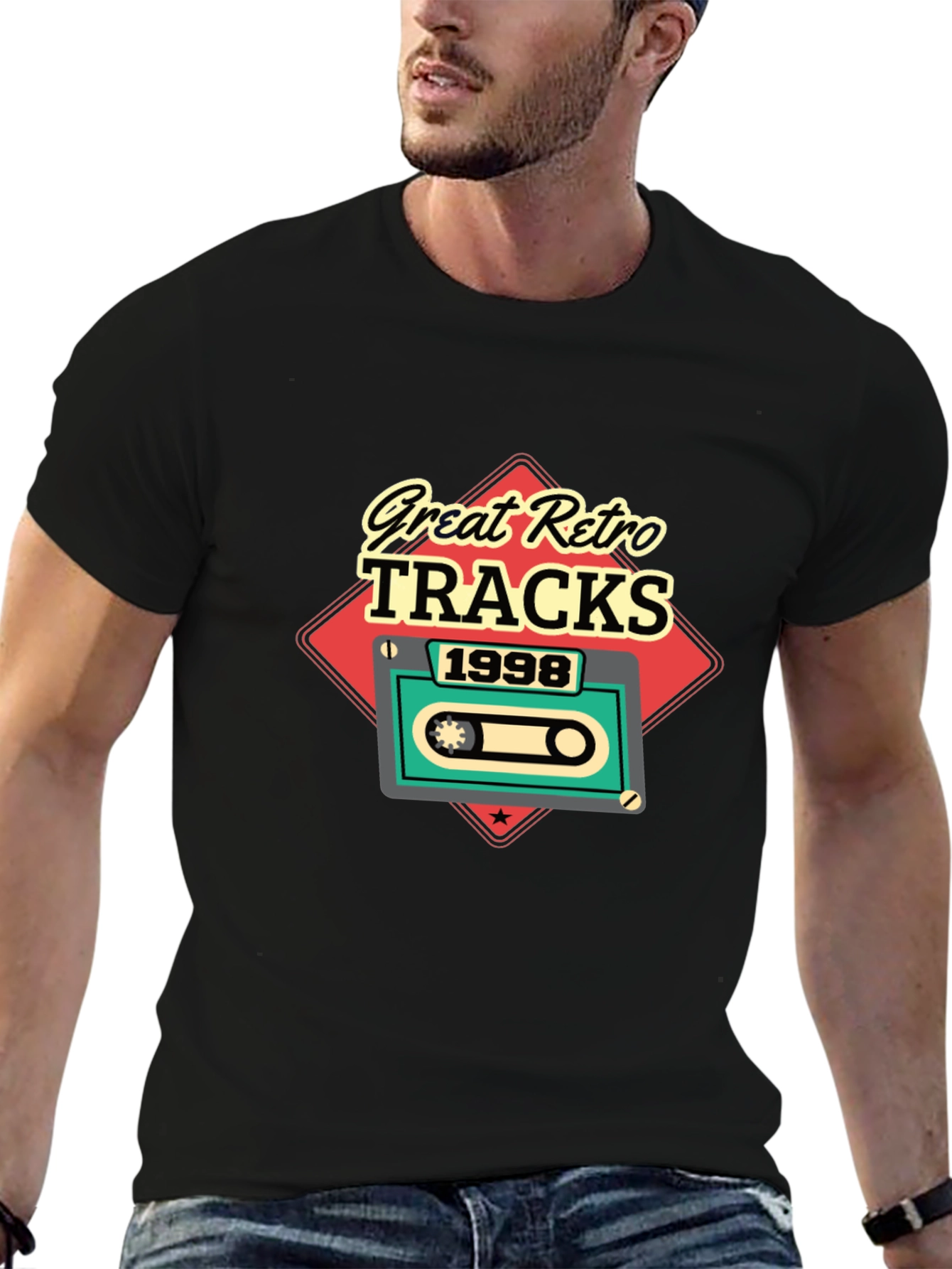Camiseta Negra Retro Tracks 1998
