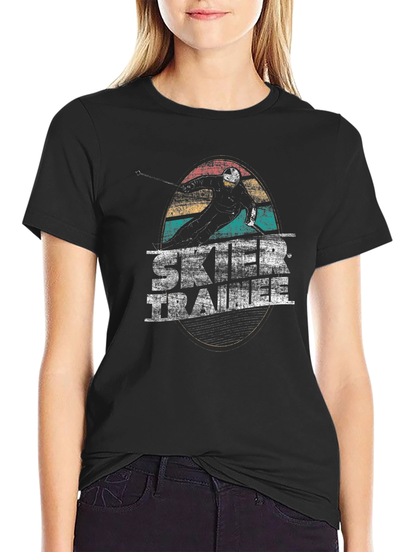 Camiseta Negra Retro Ski Trainer