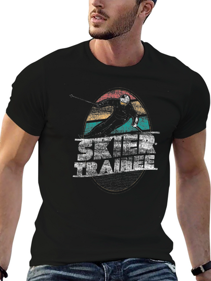 Camiseta Negra Retro Ski Trainer