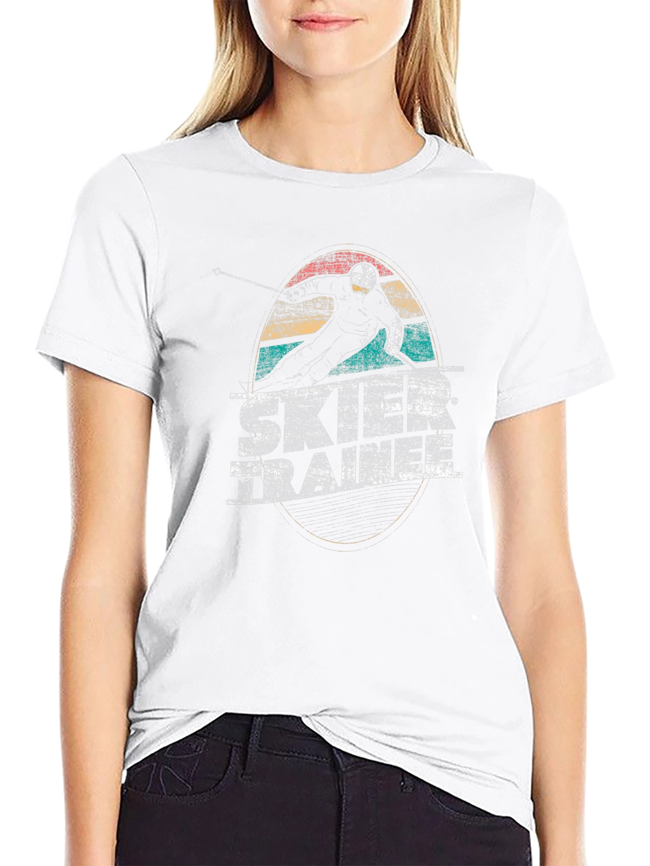 Camiseta Negra Retro Ski Trainer