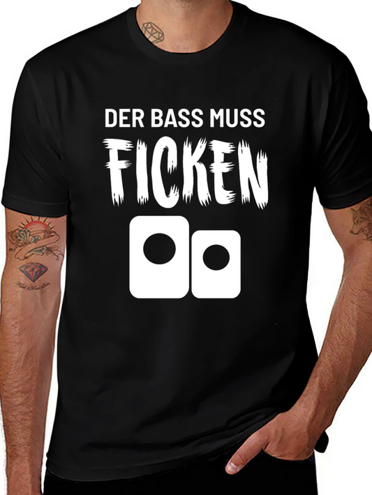 Camiseta Negra con Diseño Der Bass Muss Ficken