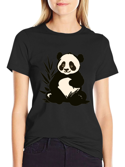Camiseta Negra con Diseño de Panda Adorable